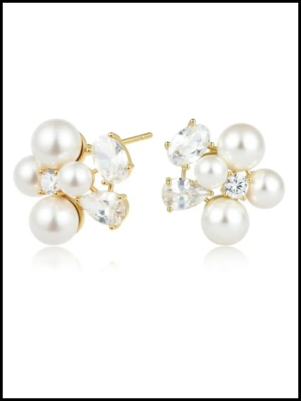 White Gold Plated Stud Earrings with 925 Sterling Silver Post, Hypoallergenic,